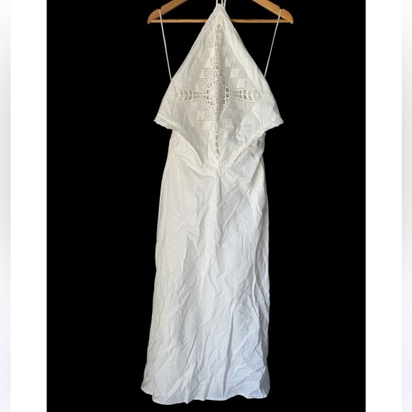 Abercrombie dress White Maxi New halter crochet linen cotton blend medium - Picture 7 of 9